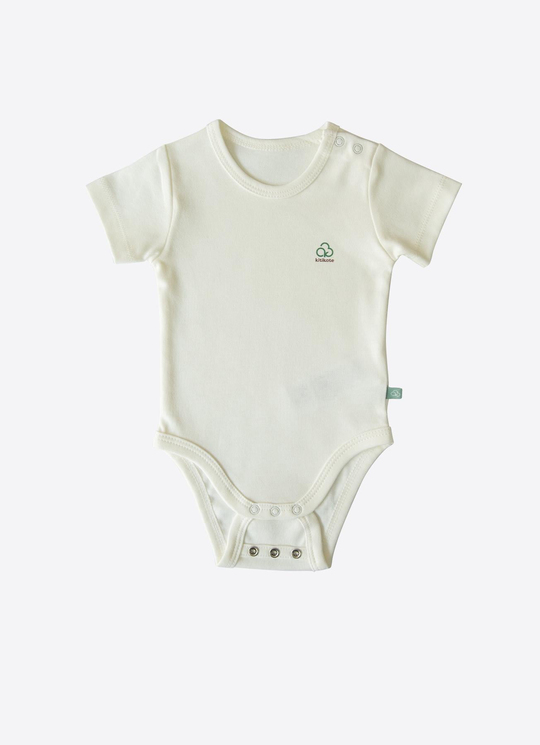 Organik New Basic Uzayan Kısa Kol Body Bebek Boy Ekru