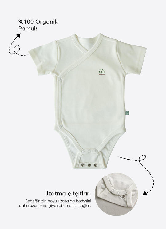 Organik New Basic Uzayan Kruvaze Kısa Kol Body Ekru