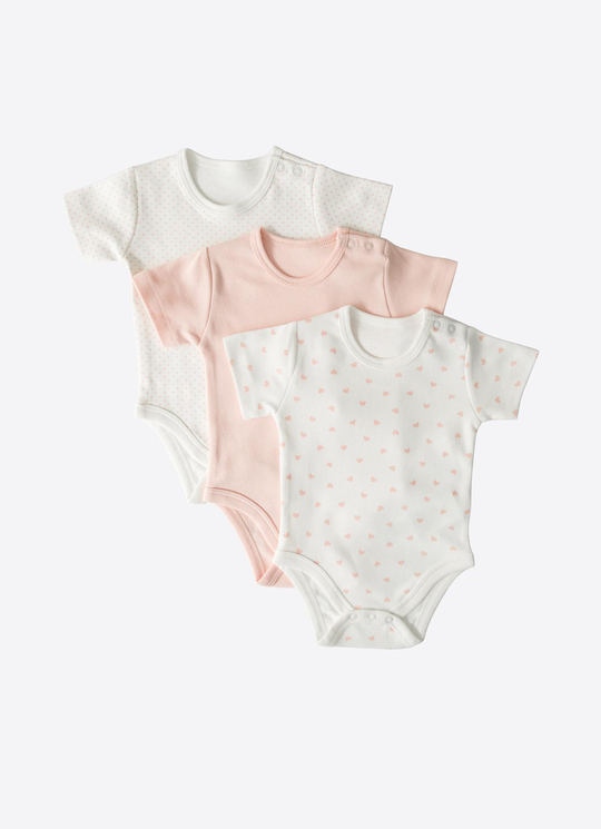 Organik New Dreams 3lü Kısa Kol Body Pembe