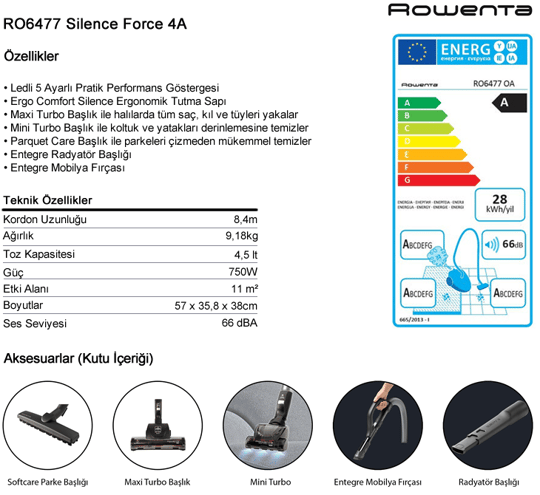 Rowenta Silence Force 4A RO6477 750W Toz Torbalı Elektrikli Süpürge |  Süpürge Sepeti