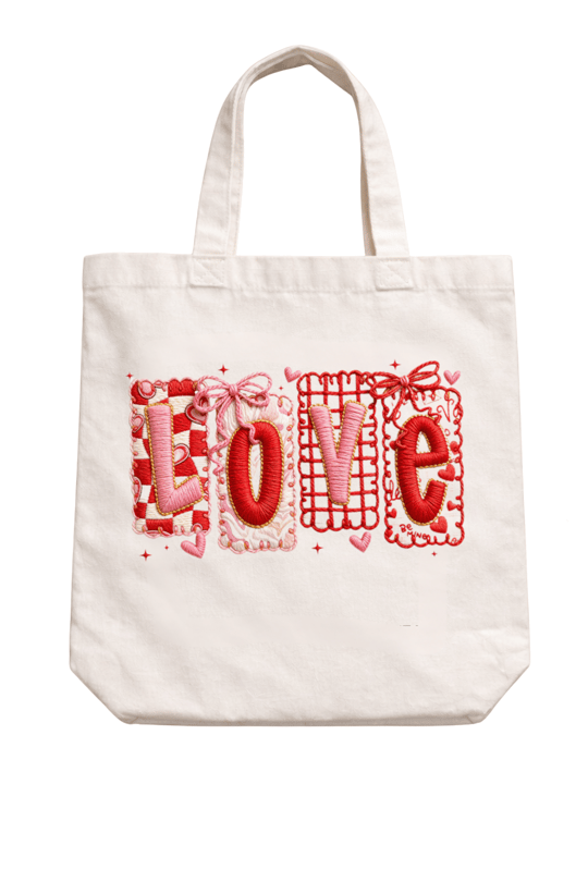 Patchwork Love Peluş Efekt DTF Transfer Baskı 20 cm