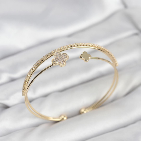 Yonca Model Gold Renk  Bileklik