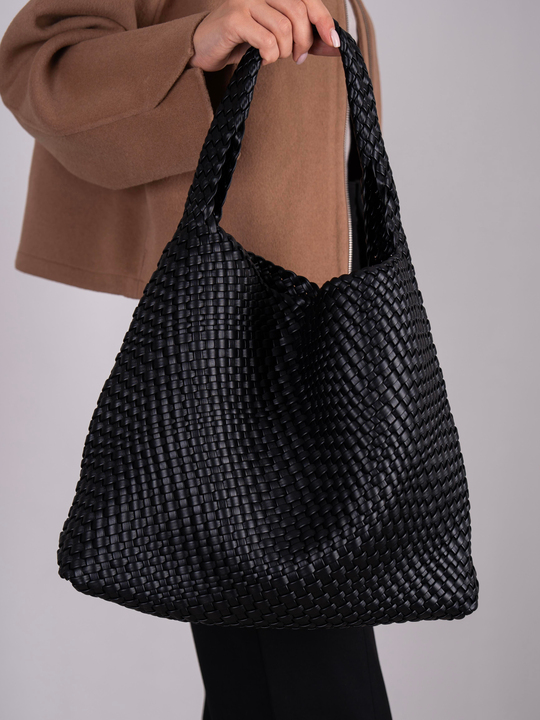 26173 Siyah Hakiki Deri Kadın Çanta