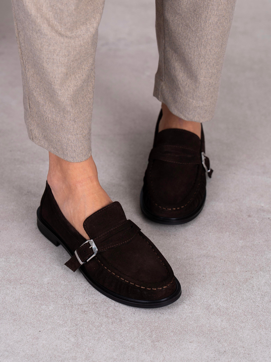 Ansa Kahve Süet Hakiki Deri Kadın MAKOSEN