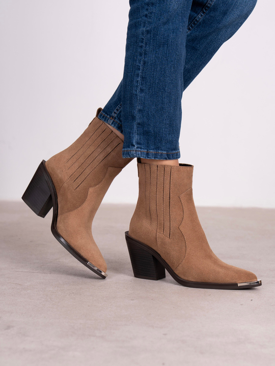 Asron Camel Süet Hakiki Deri Kadın Bot