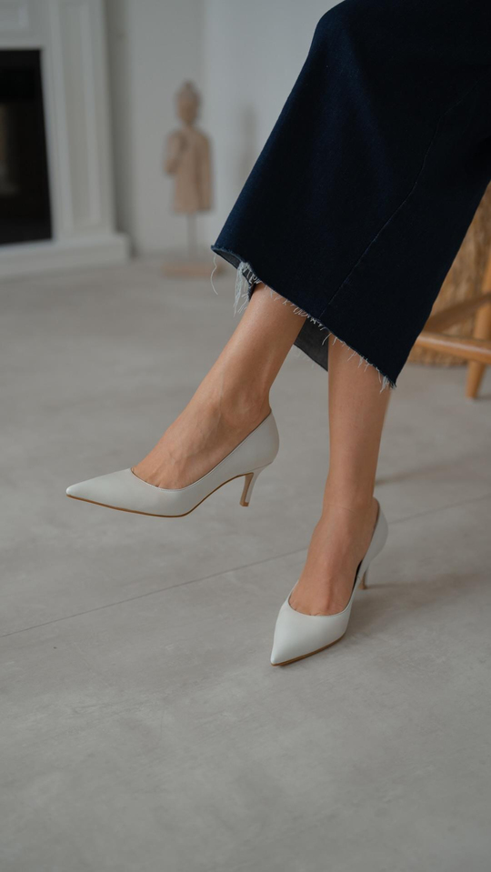 Brant Ekru Hakiki Deri Kadın Stiletto