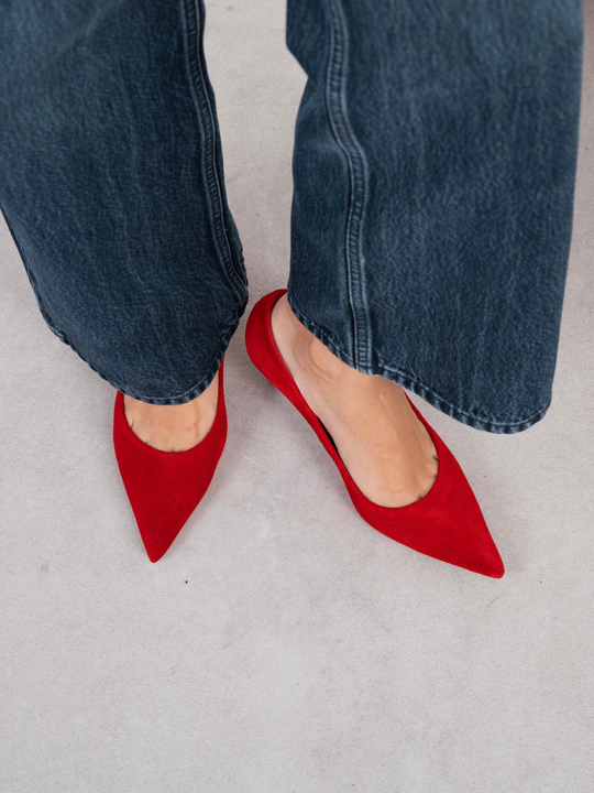 Brant Kırmızı Süet Hakiki Deri Kadın Stiletto