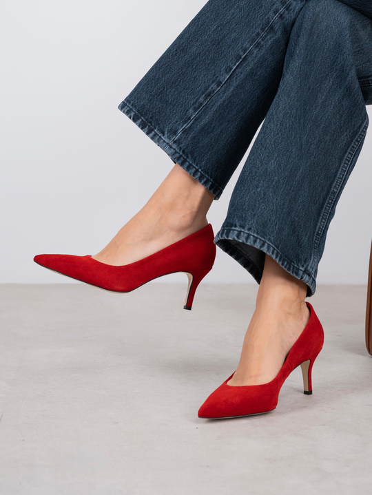 Brant Kırmızı Süet Hakiki Deri Kadın Stiletto