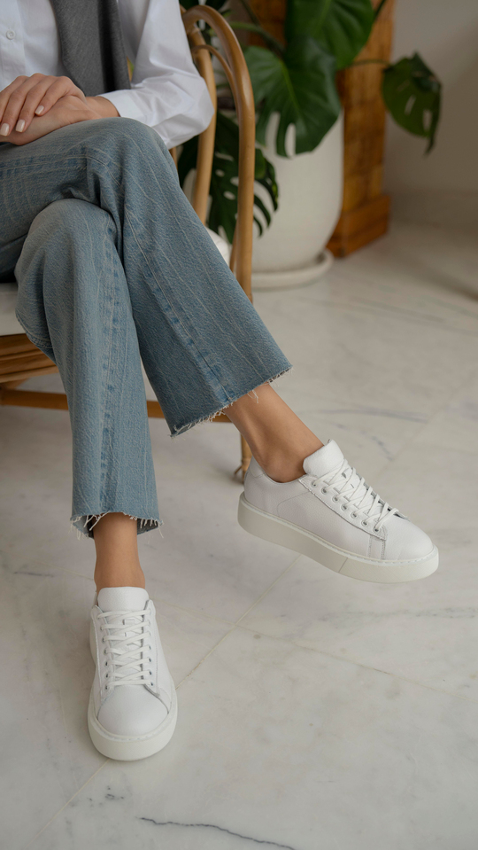 Cool Beyaz Deri   Hakiki Deri Kadın   Spor Ayakkabi