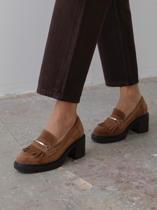 Epis Camel Süet Hakiki Deri Kadın Makosen Ayakkabı