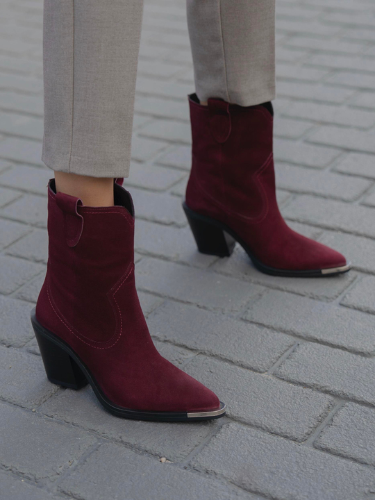 Hermoso Bordo Süet Hakiki Deri  Bot