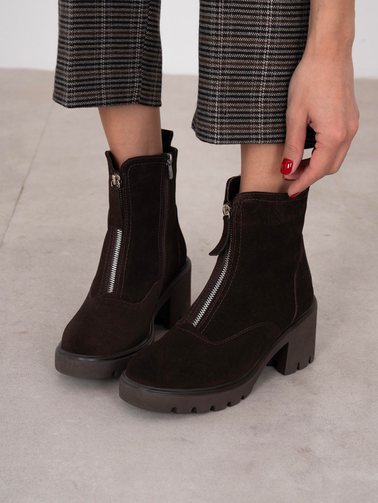 Kristina Kahve Süet Hakiki Deri Kadın Bot