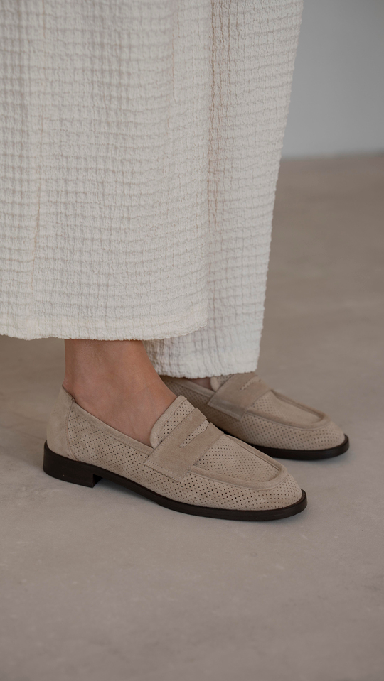 Looney Bej Süet   Hakiki Deri   Makosen Ayakkabı