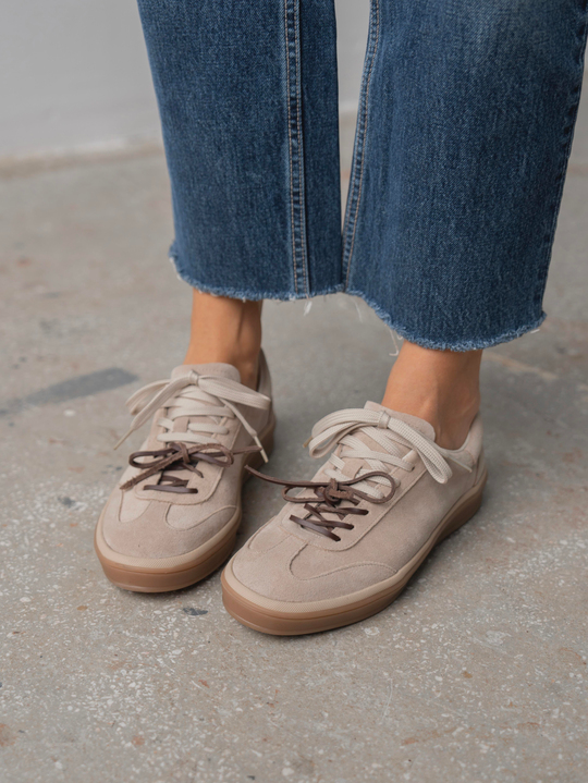 Myler Bej Süet Hakiki Deri Kadın Spor Ayakkabi