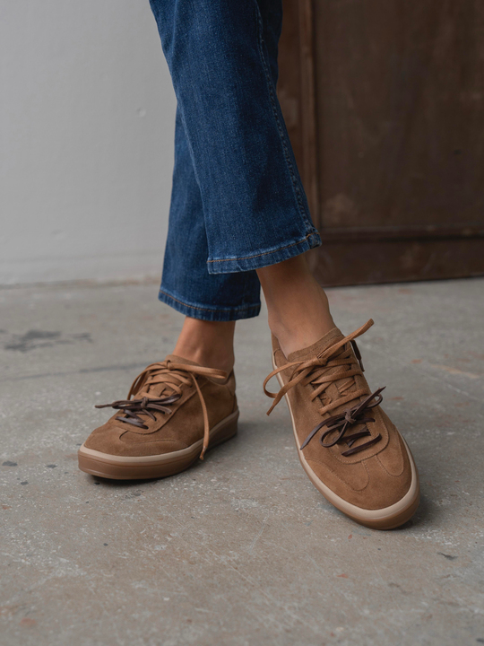 Myler Camel Süet Hakiki Deri Kadın Spor Ayakkabi