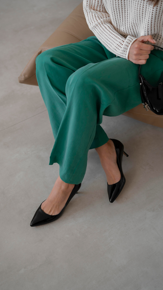Nell Siyah Rugan Hakiki Deri Kadın Stiletto