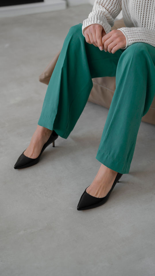 Nell Siyah Rugan Hakiki Deri Kadın Stiletto