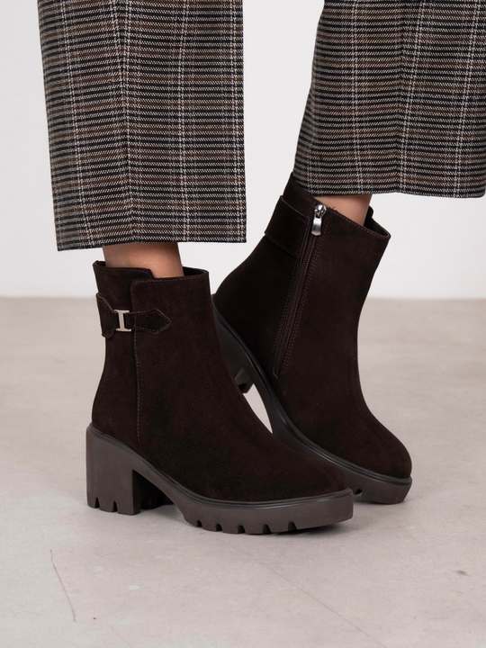 Oribel Kahve Süet Hakiki Deri Kadın Bot