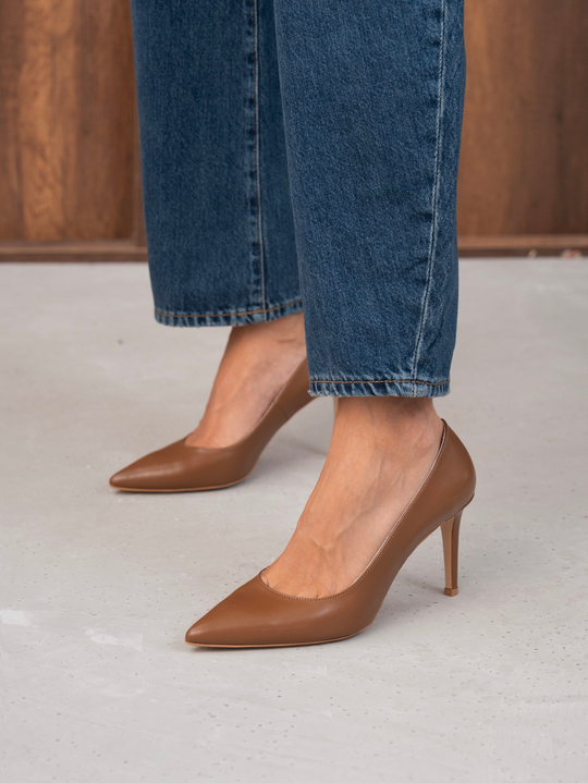 Pael Taba Deri Hakiki Deri Kadın Stiletto