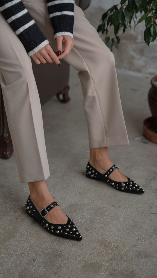 Perkins Siyah Rugan Hakiki Deri Kadın Babet