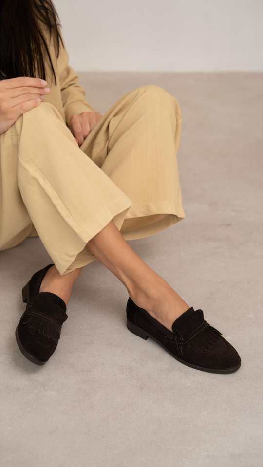 Poet Kahve Süet Hakiki Deri Kadın MAKOSEN