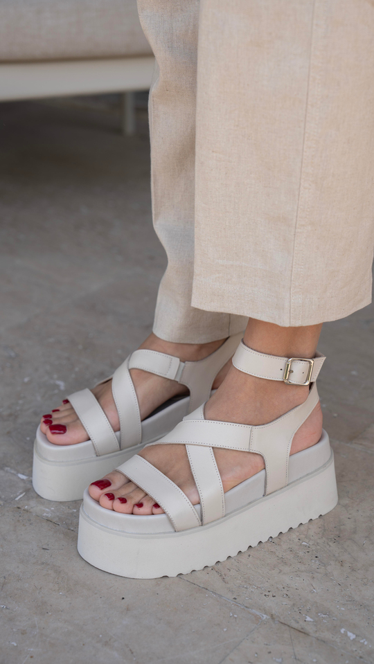 Rivers Bej   Hakiki Deri   Sandalet