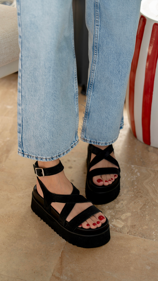 Rivers Siyah   Hakiki Deri   Sandalet