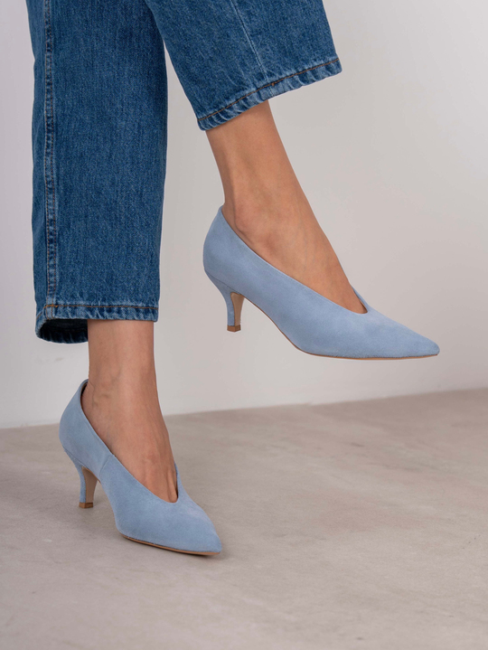 Seth Bebe Mavi Süet Hakiki Deri Kadın Stiletto