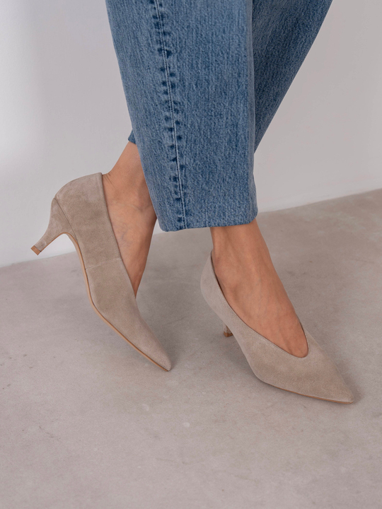 Seth Bej Süet Hakiki Deri Kadın Stiletto