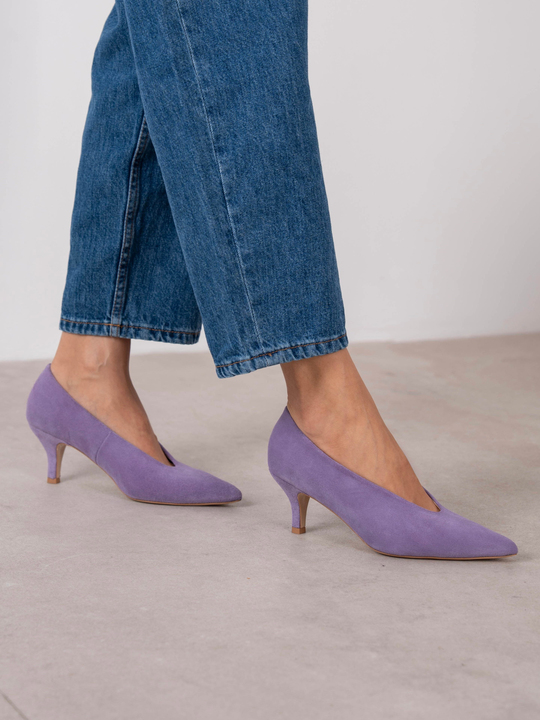 Seth Lila Süet Hakiki Deri Kadın Stiletto