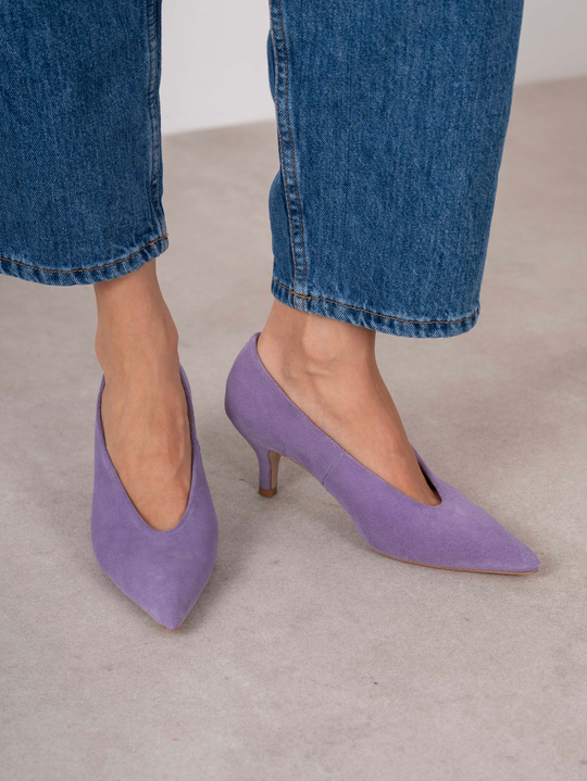 Seth Lila Süet Hakiki Deri Kadın Stiletto