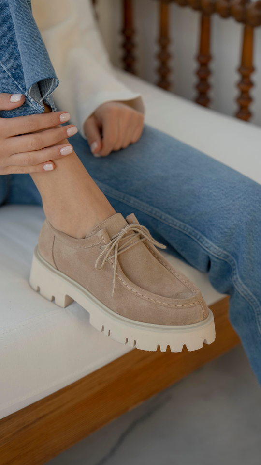 Stew Bej Süet   Hakiki Deri   Makosen Ayakkabı