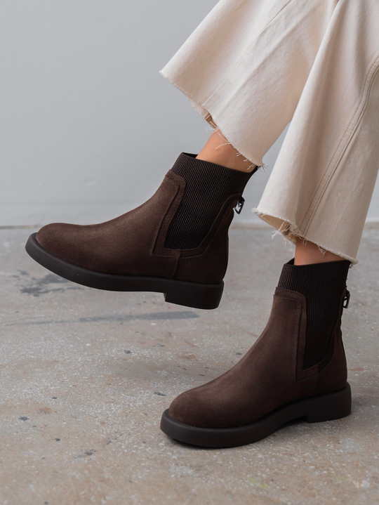 Viel Kahve Süet Hakiki Deri Kadın Bot