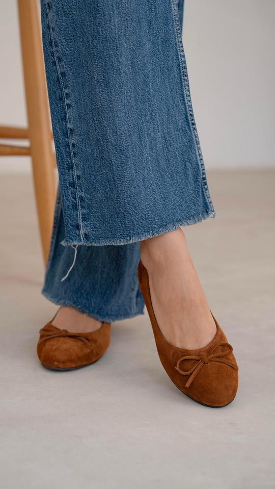 Zerbi Taba Süet Hakiki Deri Kadın Babet
