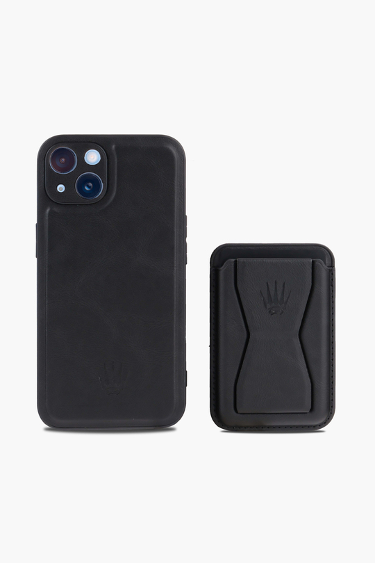 IPHONE 14 PRO SİYAH STANDLI Manyetik KILIF + KARTLIK