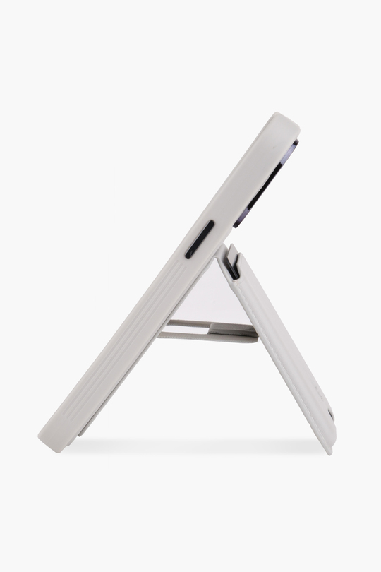 STANDLI IPHONE 14 PRO GRİ DERİ TELEFON KILIFI