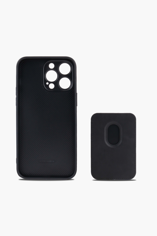 IPHONE 15 PRO MAX SİYAH STANDLI Manyetik KILIF + KARTLIK