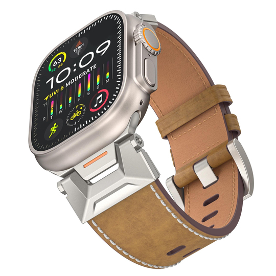 Apple Saat Kordonu Light KAHVERENGİ Crazy Horse Ultra 2 49mm bant 42mm 44mm 45mm Mecha bilezik için IWatch serisi 9 8 7 6 5 4 Se 3 2