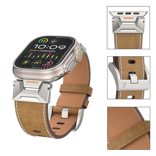 Apple Saat Kordonu Light KAHVERENGİ Crazy Horse Ultra 2 49mm bant 42mm 44mm 45mm Mecha bilezik için IWatch serisi 9 8 7 6 5 4 Se 3 2