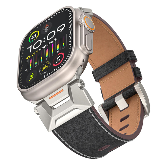 Apple Saat Kordonu SİYAH Napa Ultra 2 49mm bant 42mm 44mm 45mm Mecha bilezik için IWatch serisi 9 8 7 6 5 4 Se 3 2