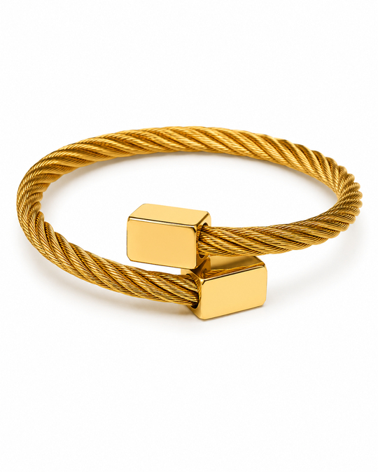 RECTANGLE GOLD TITANIUM ÇELİK BİLEKLİK
