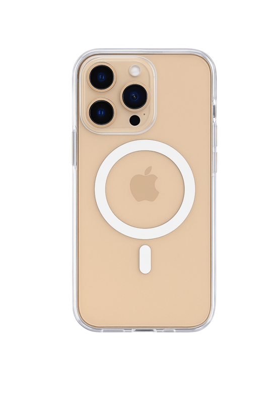 Onyx  Iphone 16 Pro Beyaz Kılıf Manyetik Özellikli Şeffaf Sert Pc Embos Kılıf+Kamera Koruyucu