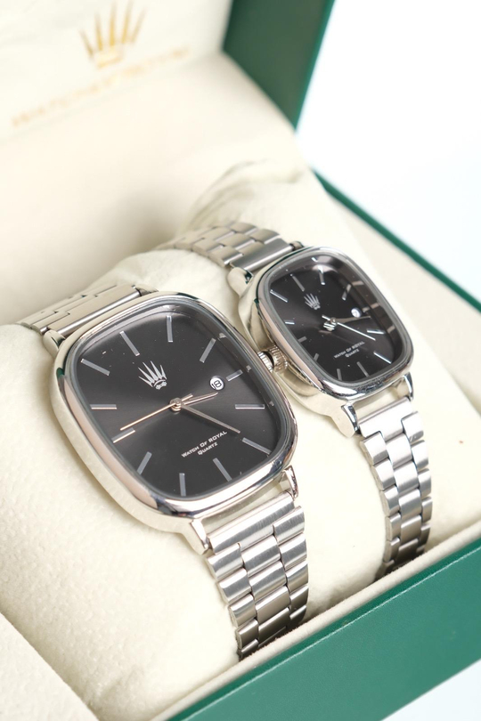 2li Set Çift Saati Classic Time Silver Black Kol Saati