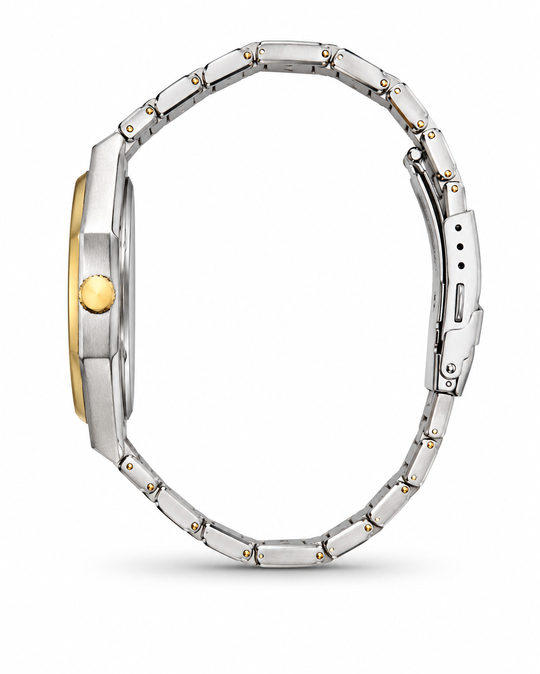  Çift Saati Dualis Silver Gold White Kol Saati