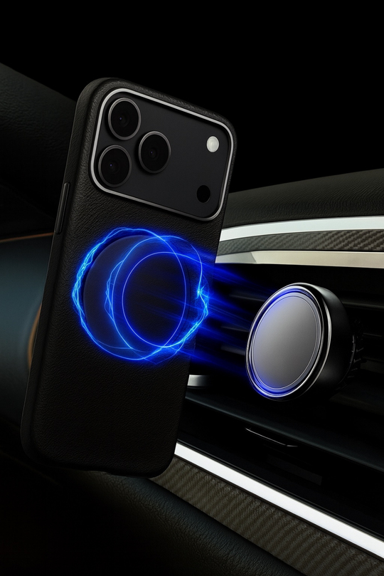 MonoCase Iphone 17 Pro Siyah Manyetik Özellikli Deri Kılıf 