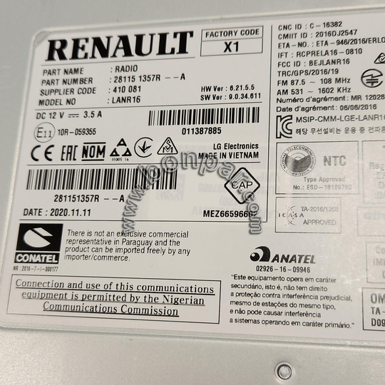 281151357R Renault Radyo ve Multimedya Beyni (rps6605)