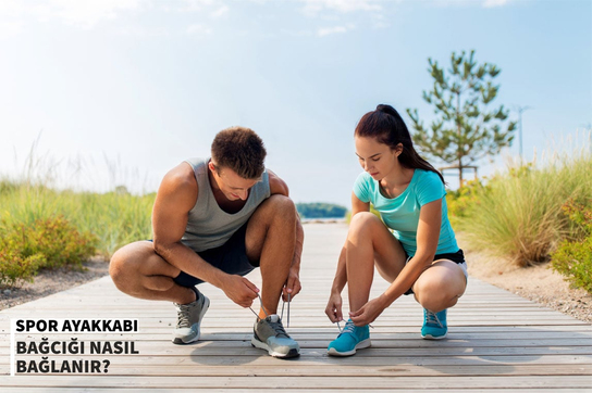 Spor ayakkabı bağcığı bağlama