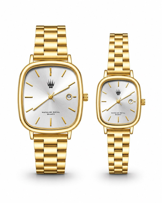 Classic Time Gold Metalik saatin metalik kadranı ve gold tonlu çelik kordonu