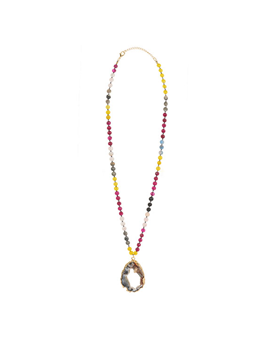 Aquamarine Lapis Lazuli Agate Pendant Necklace