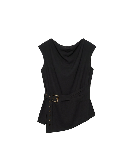 Ayla Tencel Belted Blouse Black